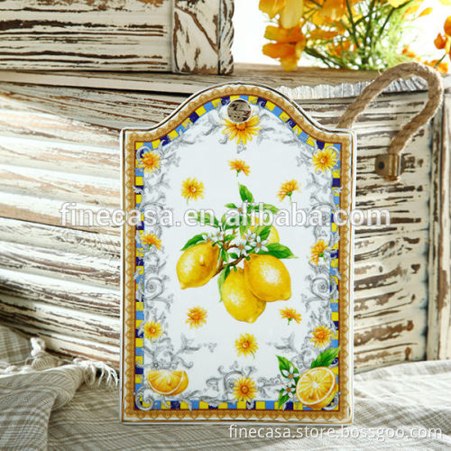 Elegant Fine New Bone China Square Ceramic Cutting Board of Lemon Fragrance